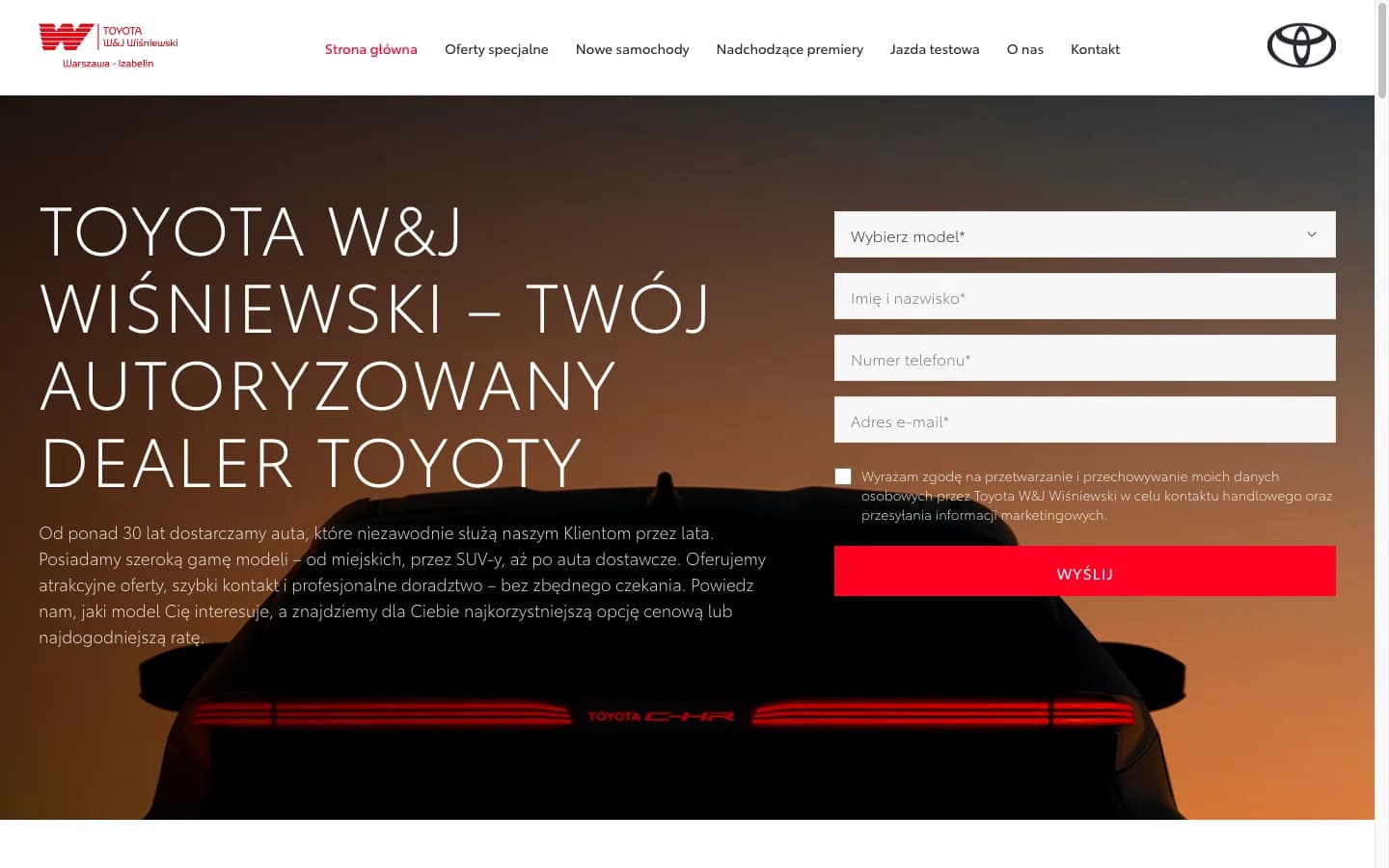 Zrzut strony Toyota W&J Wiśniewski